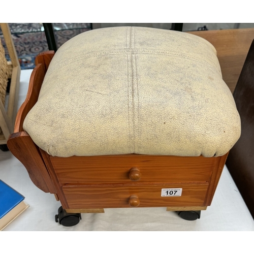 107 - A footstool with 2 drawers