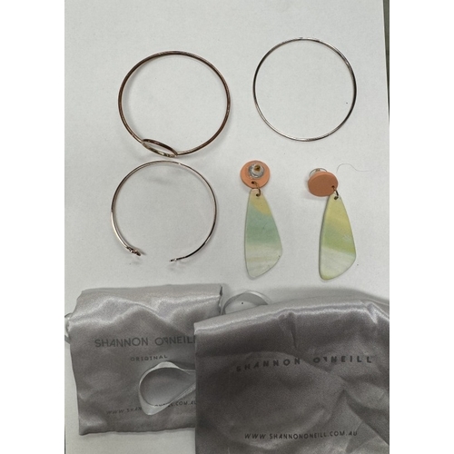 115 - 3 designer gold coloured bracelets and designer earrings