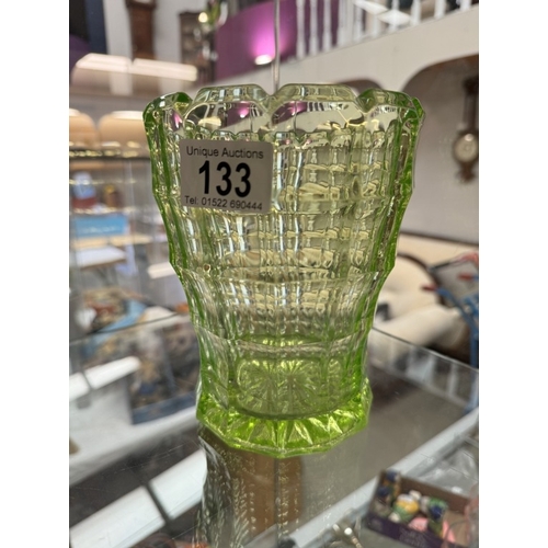 133 - A fabulous art deco green uranium glass vase