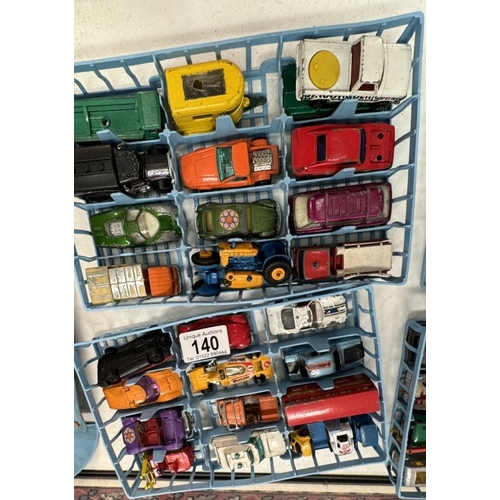 140 - Matchbox Superfast collectors carrying case with cars including Corgi Juniors, case a/f