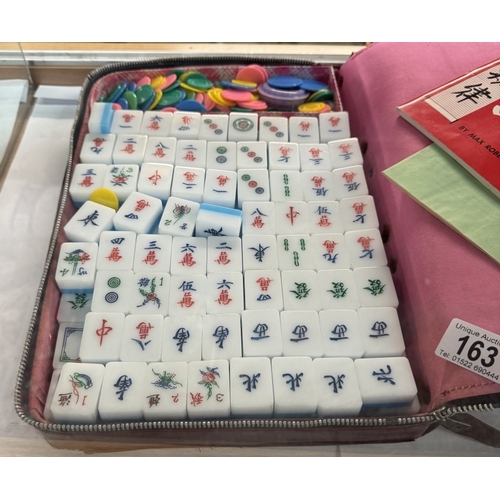 163 - A cased Mahjong set (zip on case is a/f)