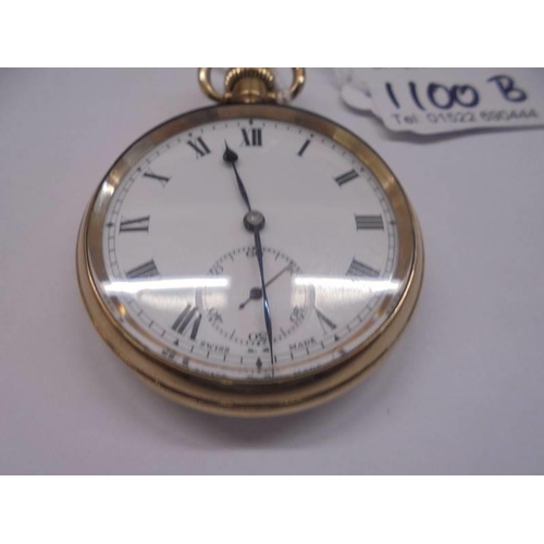 1100B - A gold plated pocket watch.