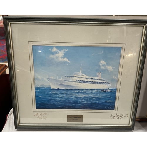 229 - Four framed & glazed limited edition ship liner prints including Canberra, Oriana, Majesty At Dawn e... 