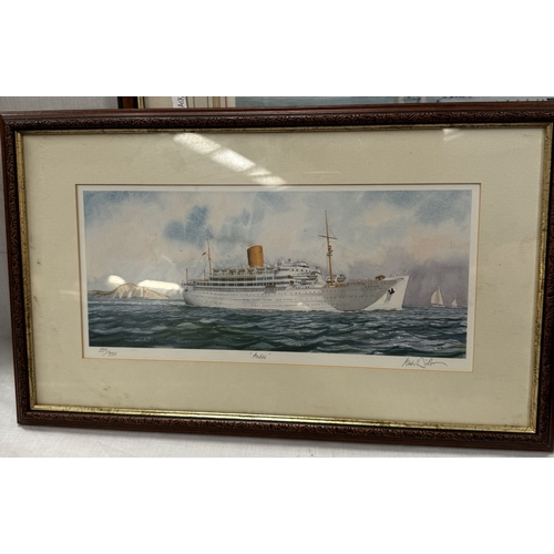 240 - Four ship line prints including 2 framed & glazed signed limited editions, 1 Framed signed limited e... 