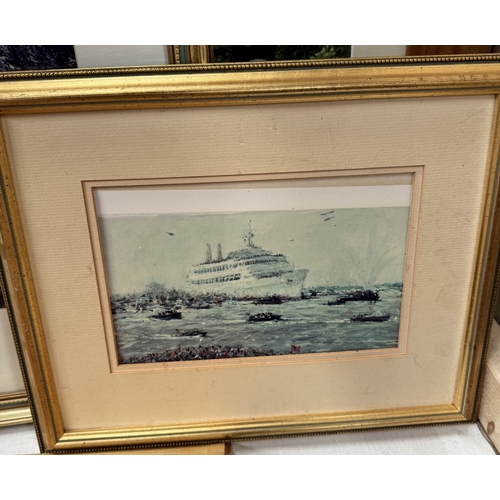 241 - A quantity of framed & glazed pictures including ships