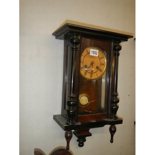 1552 - A mahogany wall clock, COLLECT ONLY.