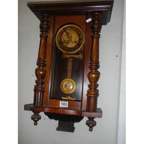 1553 - A mahogany wall clock, COLLECT ONLY.