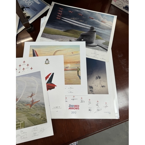 391 - A good collection of signed RAF Red Arrows prints etc including The Spirit Of Lincolnshire