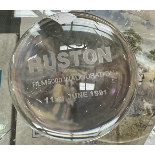 452 - 1990s Ruston glass paperweights etc