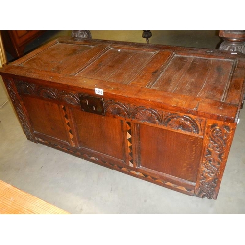 1565 - A Georgian inlaid oak blanket box, COLLECT ONLY.