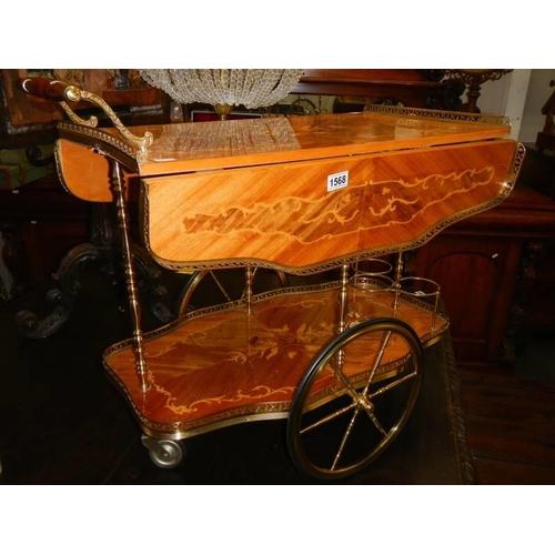 1568 - An Italian style inlaid drinks trolley, COLLECT ONLY.