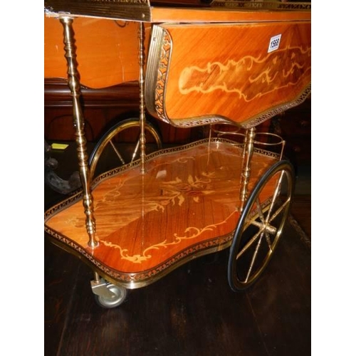 1568 - An Italian style inlaid drinks trolley, COLLECT ONLY.