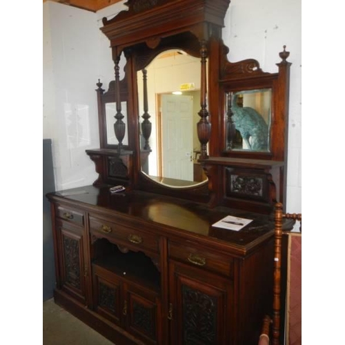 1572 - A good Victorian mahogany mirror back sideboard. COLLECT ONLY.