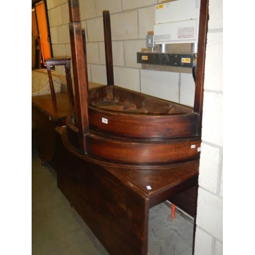 1580 - A Georgian mahogany dining table comprising drop leaf table and two 'D' end tables, COLLECT ONLY.