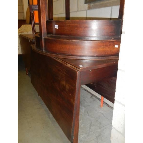 1580 - A Georgian mahogany dining table comprising drop leaf table and two 'D' end tables, COLLECT ONLY.