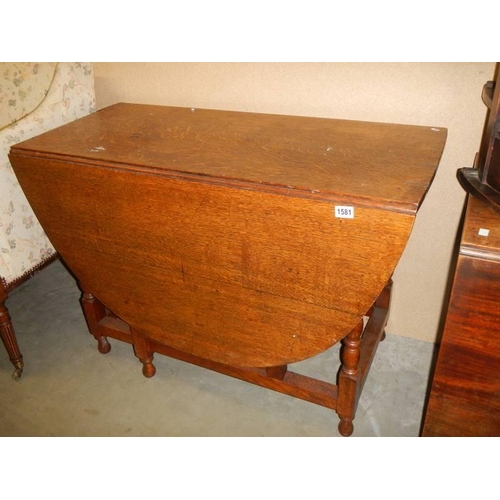 1581 - A good quality oak gate leg table, COLLECT ONLY.