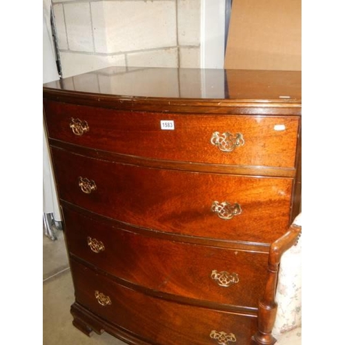 1583 - A four drawer mahogany bow front chest of drawers. COLLECT ONLY.