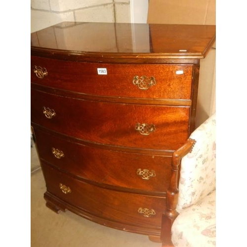 1583 - A four drawer mahogany bow front chest of drawers. COLLECT ONLY.