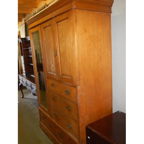 1585 - An early 20th century oak combination wardrobe, COLLECT ONLY.