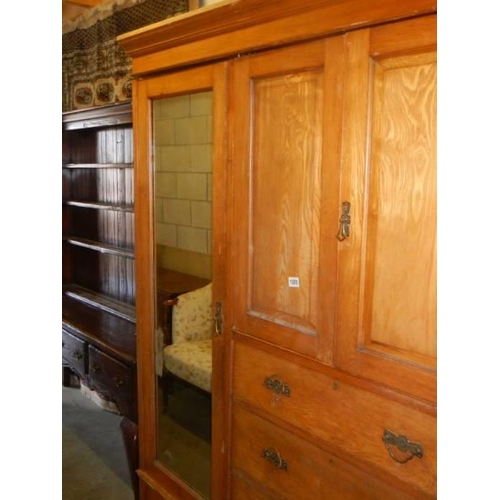 1585 - An early 20th century oak combination wardrobe, COLLECT ONLY.