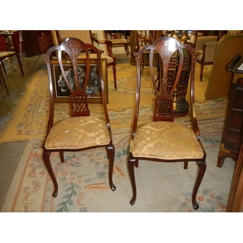 1595 - A nice pair of Edwardian mahogany inlaid chairs, COLLECT ONLY.