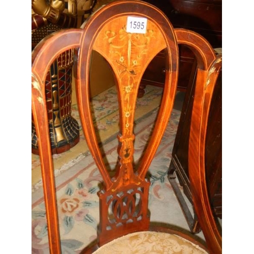 1595 - A nice pair of Edwardian mahogany inlaid chairs, COLLECT ONLY.