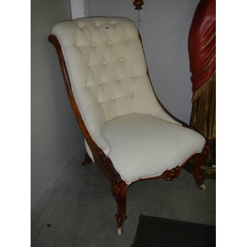 1601 - A cabriole leg ladies chair, COLLECT ONLY.