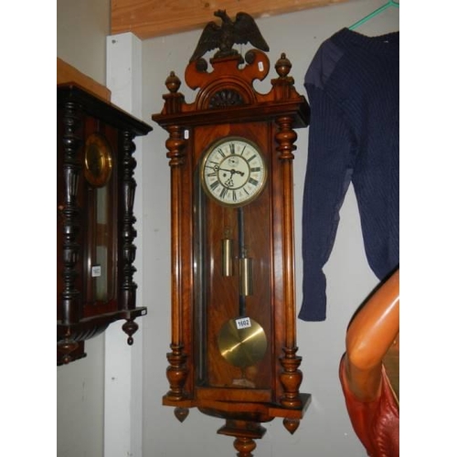 1602 - A Victorian mahogany double weight Vienna wall clock, COLLECT ONLY.