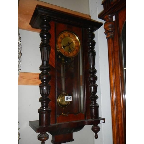 1603 - A Victorian mahogany wall clocK, COLLECT ONLY.