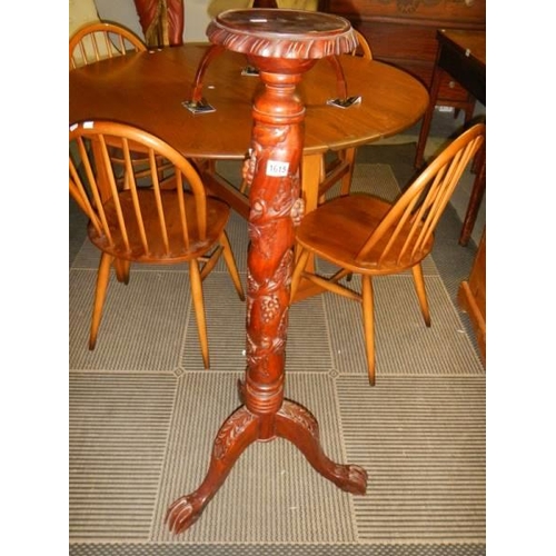 1615 - A carved mahogany pot stand, COLLECT ONLY.