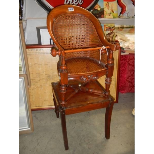 1616 - An early Victorian mahogany child's chair on stand, COLLECT ONLY.