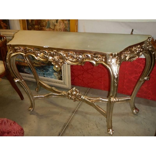 1619 - A French style silver coloured console table. COLLECT ONLY.