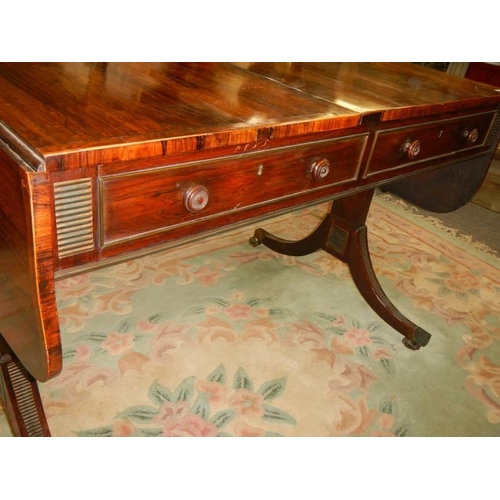 1623 - An early Victorian rosewood sofa table with two drawers, COLLECT ONLY.