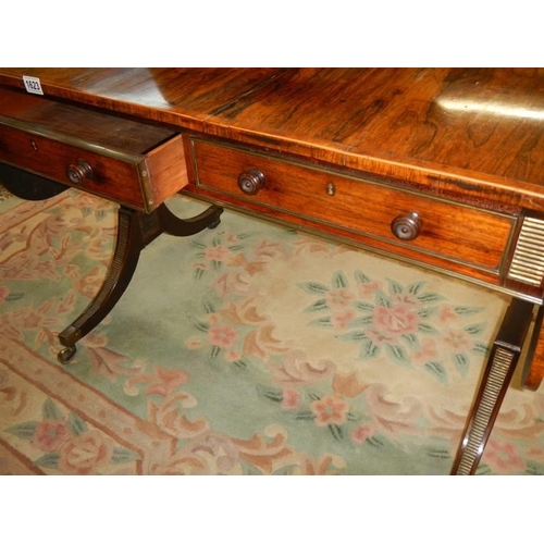 1623 - An early Victorian rosewood sofa table with two drawers, COLLECT ONLY.