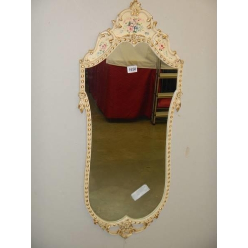 1650 - A mid 20th century floral decorated mirror. COLLECT ONLY.