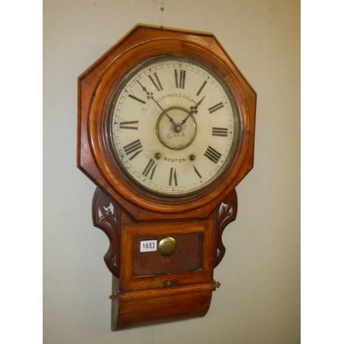 1653 - A late 20th century drip dial wall clock, Boston, COLLECT ONLY.