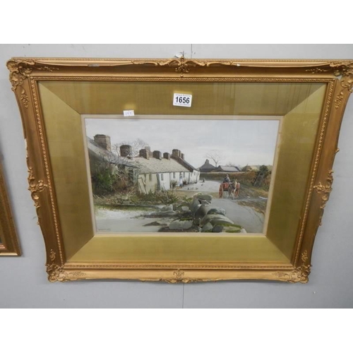 1656 - A good gilt framed and glazed Victorian rural scene watercolour signed T C Grant 1883. COLLECT ONLY.