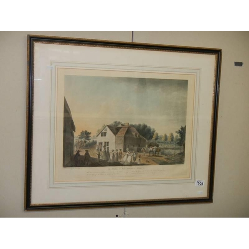 1658 - A framed and glazed print entitled 'The Mill at Baldock. Herts' COLLECT ONLY.