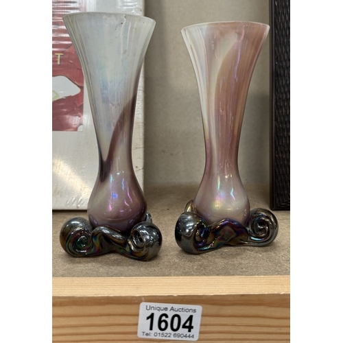 1604 - A pair of glass vases