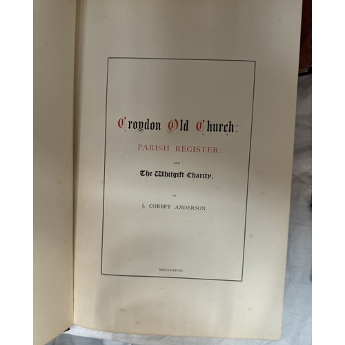 1608 - A Croydon old church parish register & The Archiepiscopal Palace dated 1878 & 1879