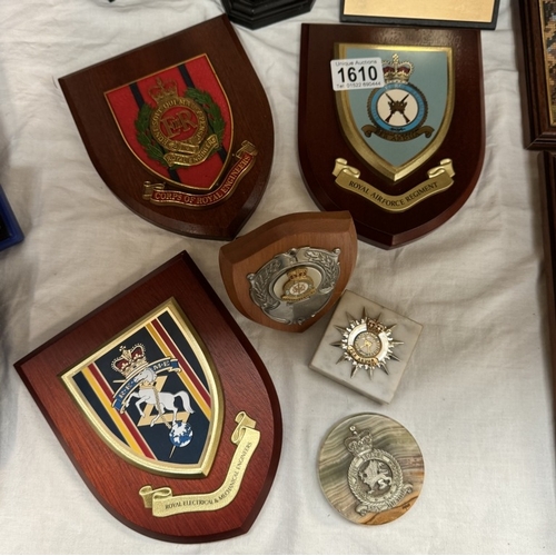 1610 - A quantity of military wall plaques & RAF rifle competition trophies