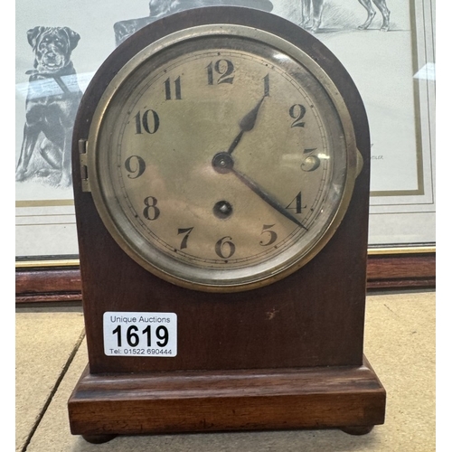 1619 - A domed top mantel clock. In working order.