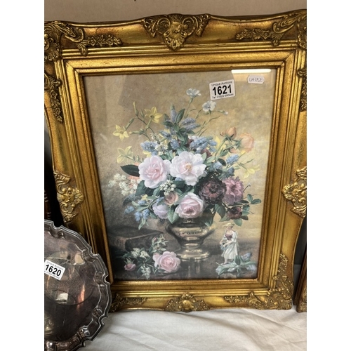 1621 - A pair of gilt framed prints still lifes of roses / flowers