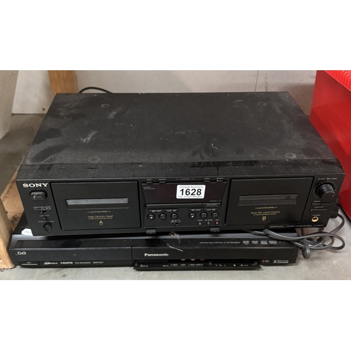 1628 - A Sony stereo cassette deck TC-WE475 & A Panasonic DVD recorder DMR EZ27