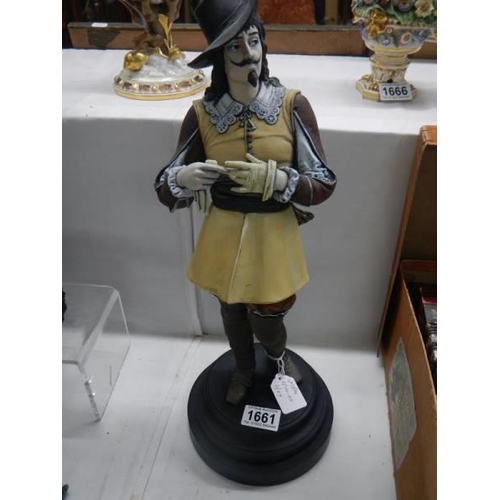 1661 - A Victorian cold painted spelter figure of a cavalier, COLLECT ONLY.