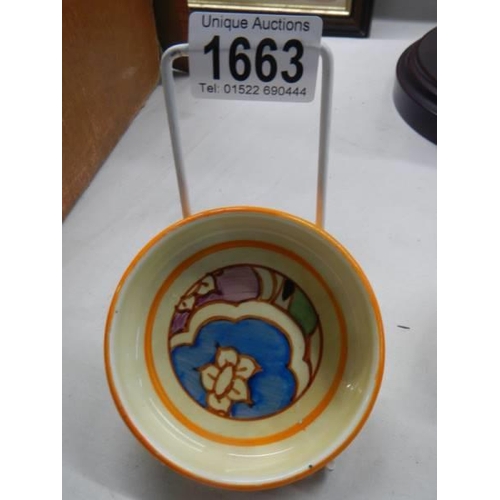 1663 - A Clarice Cliff Bizarre pin dish.