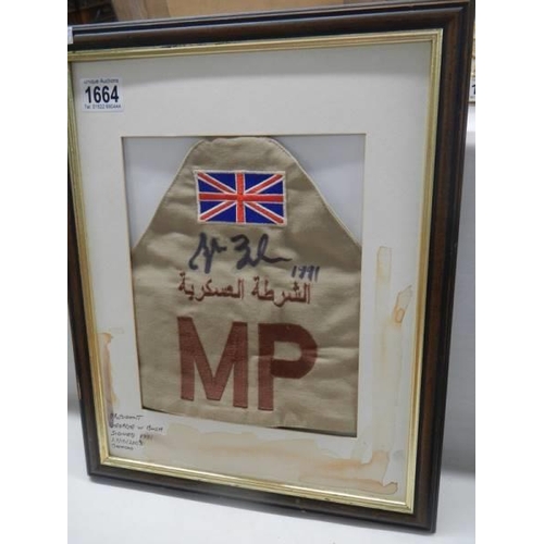 1664 - A British MP armband signed by George W Bush, 1991. COLLECT ONLY