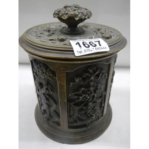 1667 - A 19th century bronze tobacco jar by William Tonks & Sons.