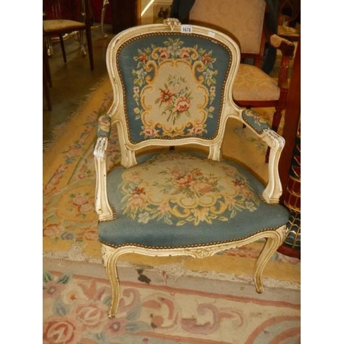 1678 - An early french armchair with tapestry upholstery, COLLECT ONLY.