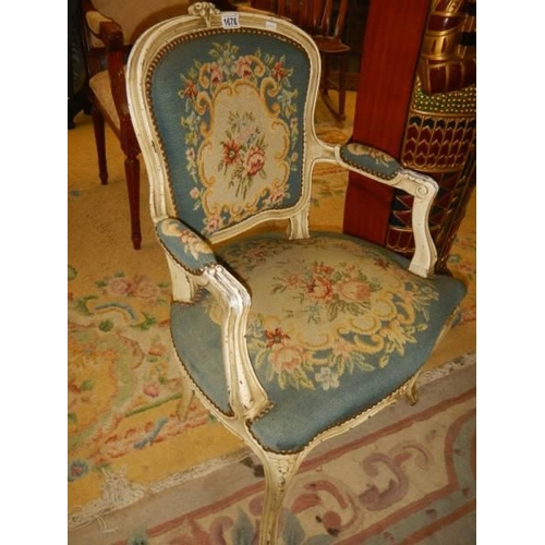 1678 - An early french armchair with tapestry upholstery, COLLECT ONLY.